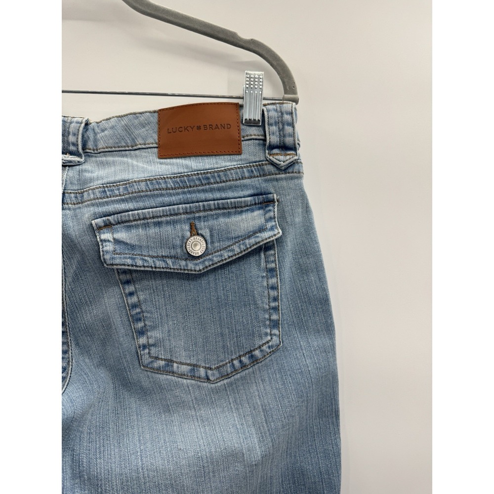 Lucky Brand Low Rise Flare 10 30 Light Wash Retro Y2K Patch Pocket Western Flap